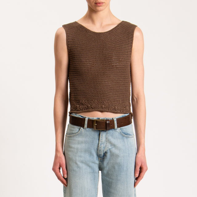 Haveone-Top in maglia crochet - moka