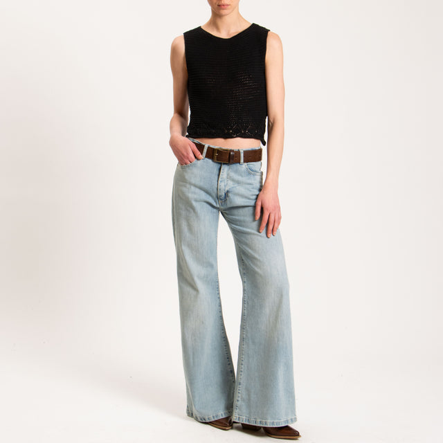 Haveone-Top in maglia crochet - nero