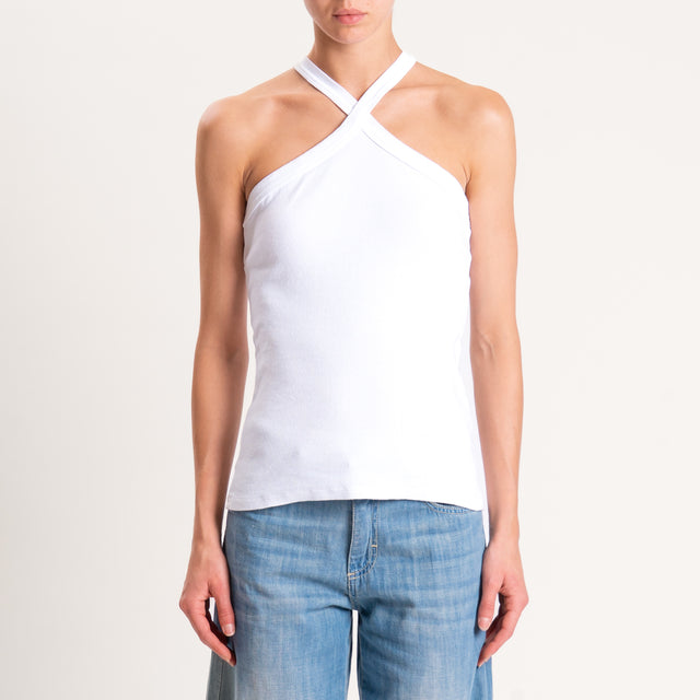 Haveone-Top incrociato a costine - bianco