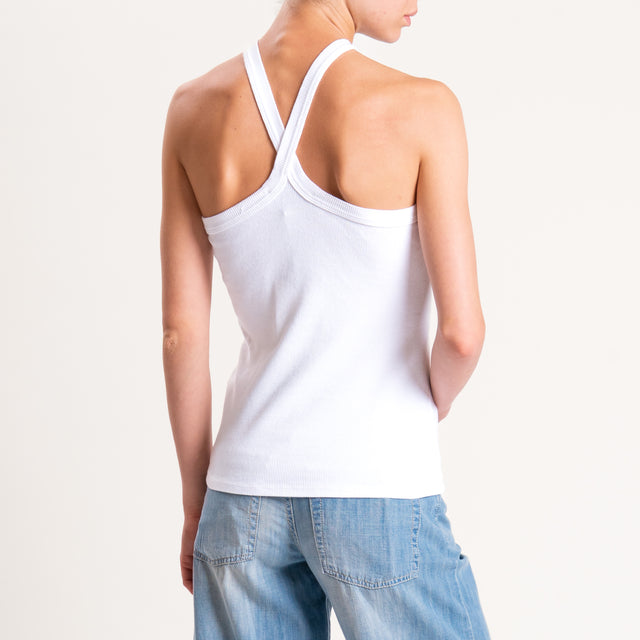 Haveone-Top incrociato a costine - bianco