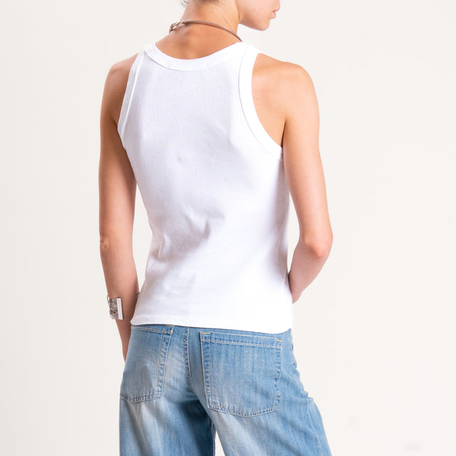 Haveone-Top scollo v a costine - bianco