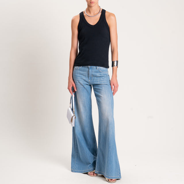 Haveone-Top scollo v a costine - nero