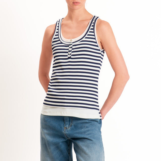 Haveone-Top serafino a righe - blu/panna