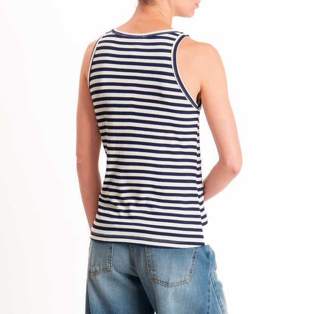 Haveone-Top serafino a righe - blu/panna