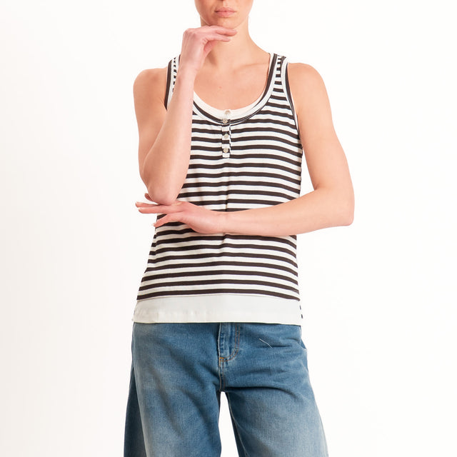 Haveone-Top serafino a righe - Moro/panna