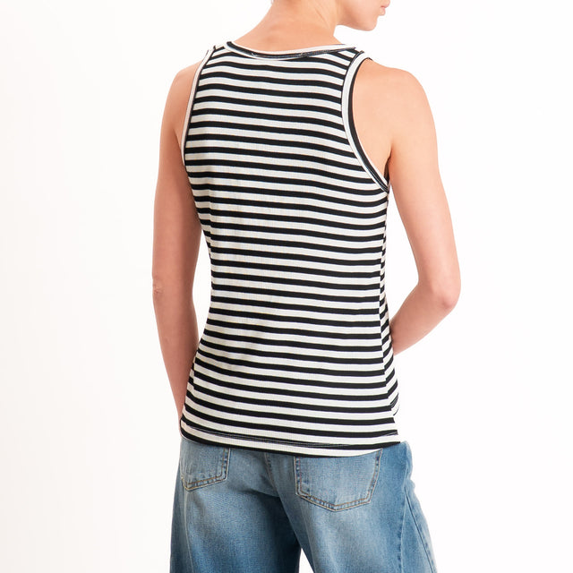 Haveone-Top serafino a righe - nero/panna