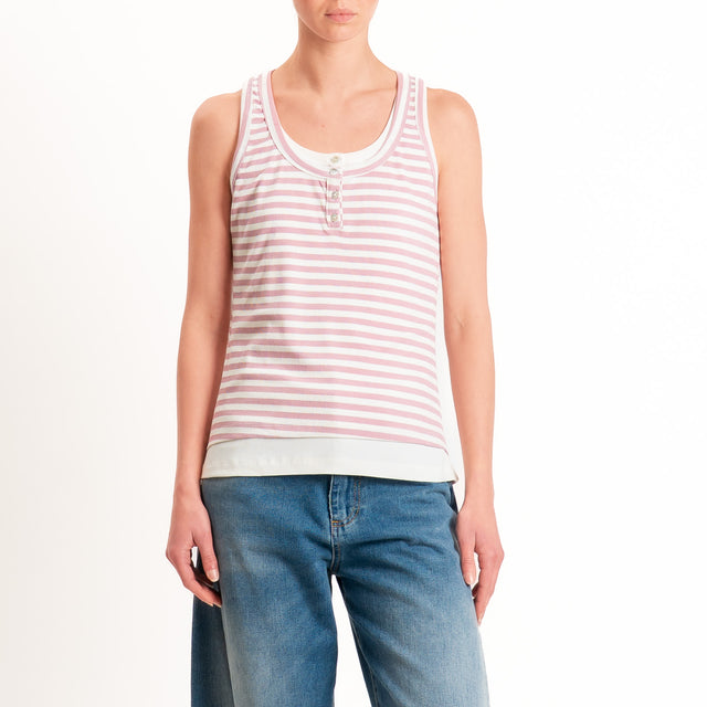 Haveone-Top serafino a righe - rosa/panna