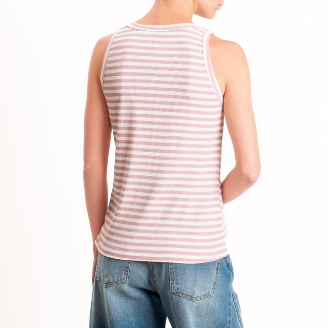 Haveone-Top serafino a righe - rosa/panna