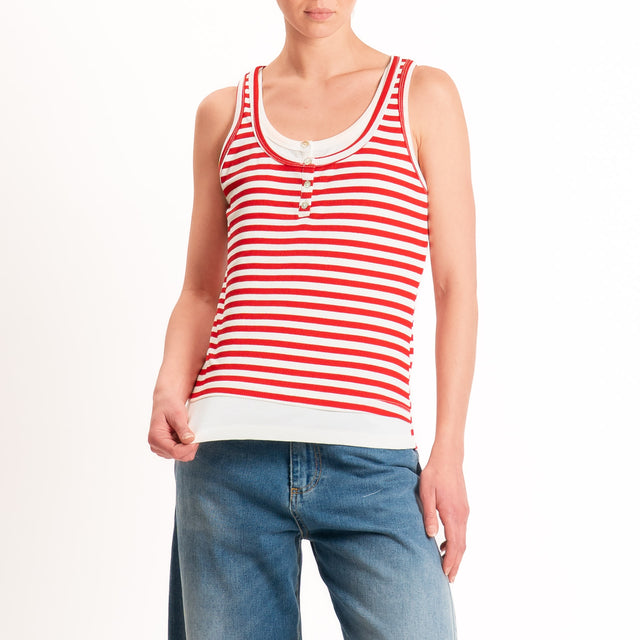 Haveone-Top serafino a righe - rosso/panna
