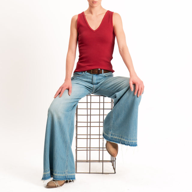Haveone-Top a costine doppio scollo v - india