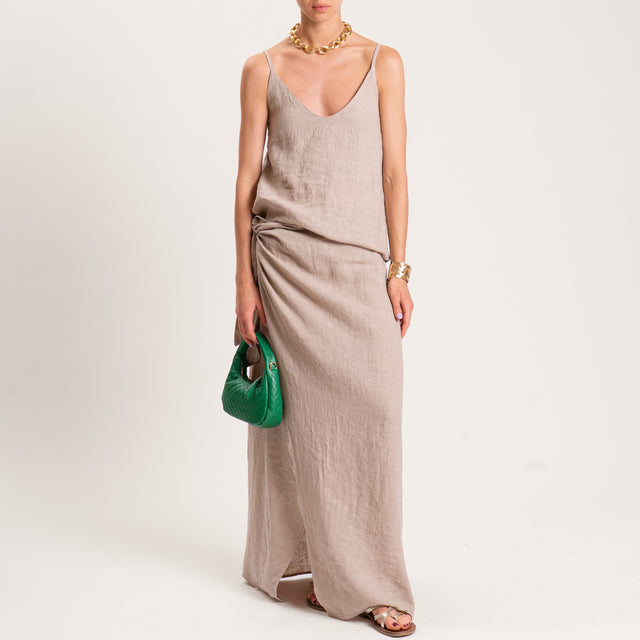 Haveone-Completo top e gonna 100% lino - beige