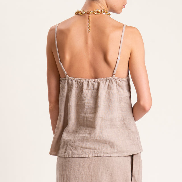 Haveone-Completo top e gonna 100% lino - beige