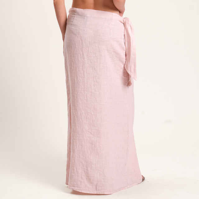Haveone-Completo top e gonna 100% lino - rosa
