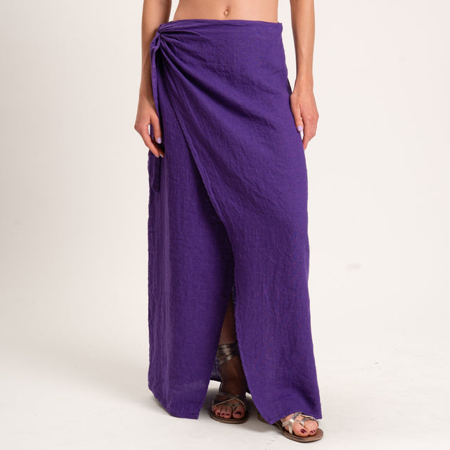 Haveone-Completo top e gonna 100% lino - viola