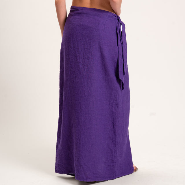 Haveone-Completo top e gonna 100% lino - viola
