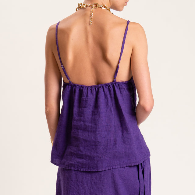 Haveone-Completo top e gonna 100% lino - viola
