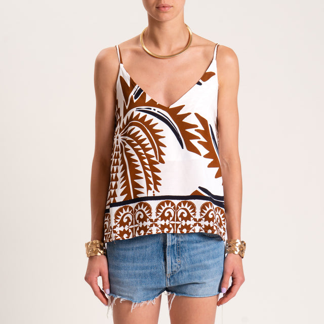 Haveone-Top fantasia con bretelle regolabili - latte/cuoio/nero