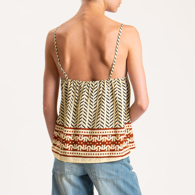 Haveone-Top fantasia bretelle regolabili - sand/nero/coccio