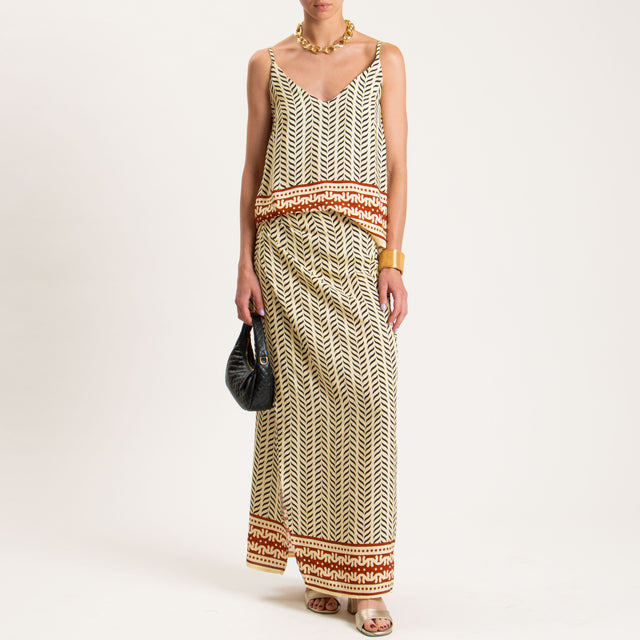 Haveone-Top fantasia bretelle regolabili - sand/nero/coccio