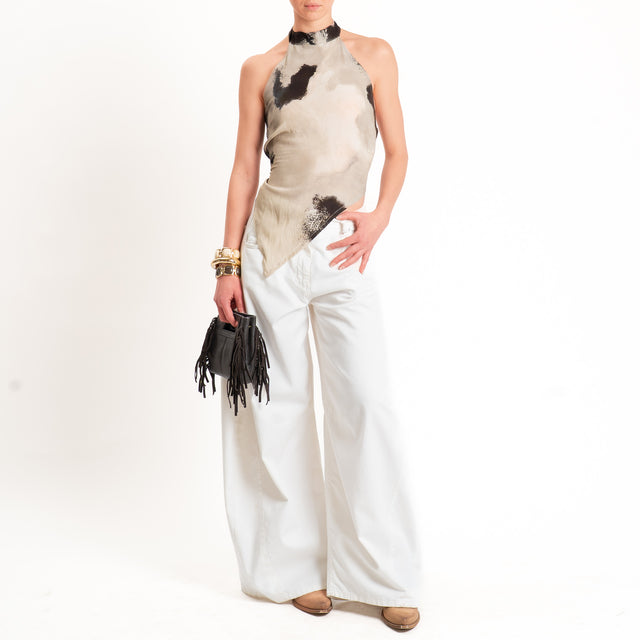 Haveone-Top scollo americana fantasia - sand/moro