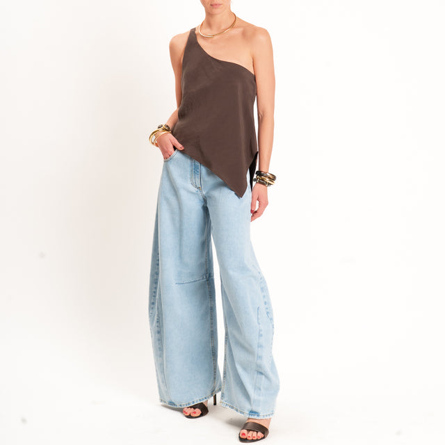 Haveone-Top asimmetrico monospalla tessuto modal - moro
