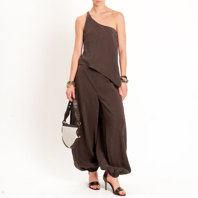 Haveone-Top asimmetrico monospalla tessuto modal - moro