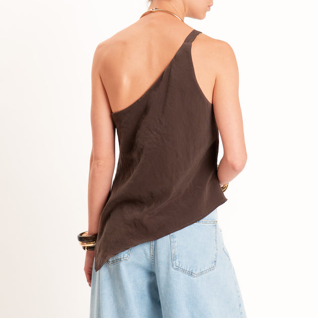 Haveone-Top asimmetrico monospalla tessuto modal - moro