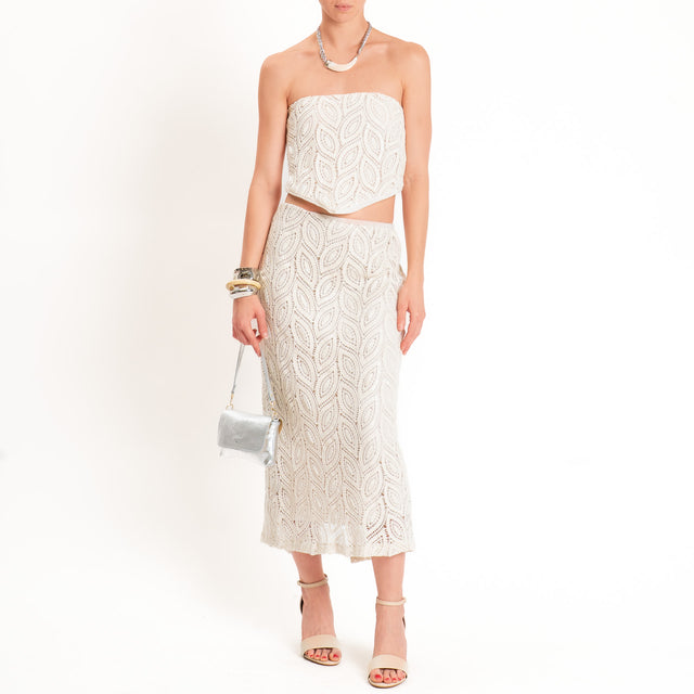 Haveone-Top traforato con paillettes - burro
