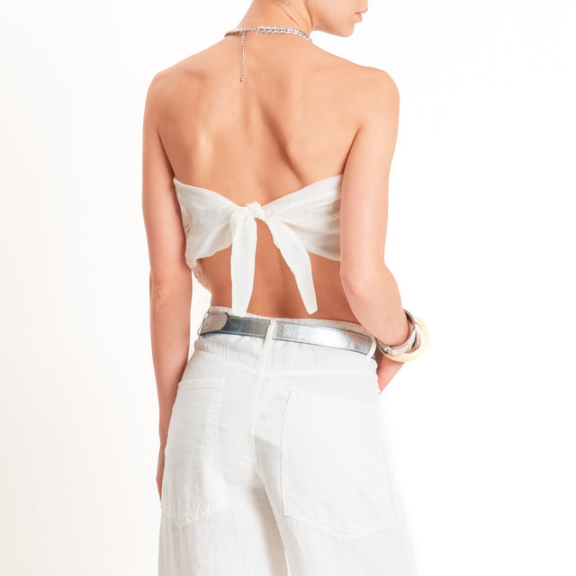 Haveone-Top traforato con paillettes - burro
