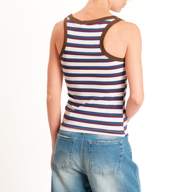 Haveone-Top a righe cotone riciclato - moro/vino/blu