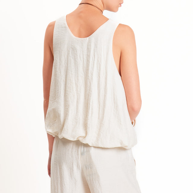 Haveone-Top misto lino elastico sul fondo - burro