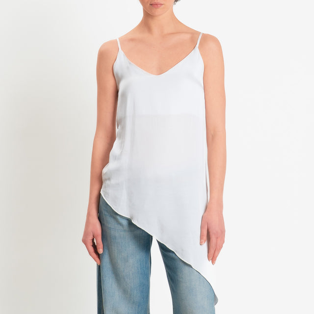Haveone-Top asimmetrico in satin bretelle regolabili - bianco