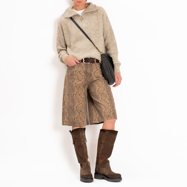 Haveone-Bermuda stampa rettile - taupe/beige
