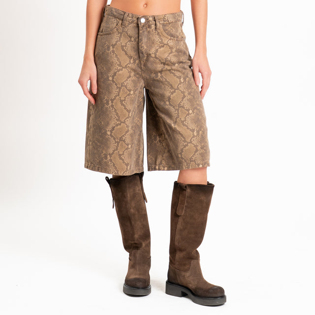Haveone-Bermuda stampa rettile - taupe/beige