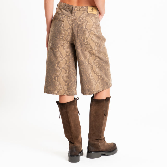 Haveone-Bermuda stampa rettile - taupe/beige