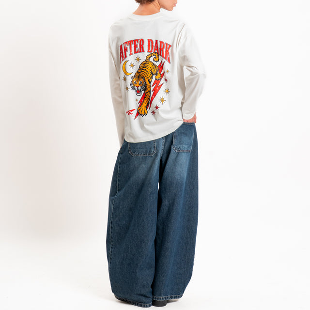 Haveone-T-shirt tigre "AFTER DARK" - bianco