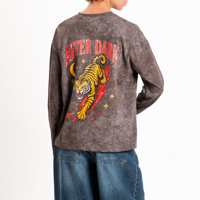 Haveone-T-shirt tigre "AFTER DARK" - choco