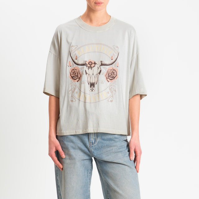 Haveone-T-shirt stampa rodeo stone washed - sabbia