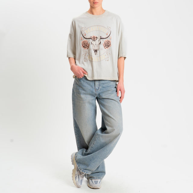 Haveone-T-shirt stampa rodeo stone washed - sabbia