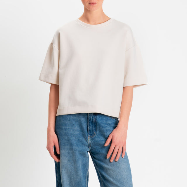 Haveone-Felpa girocollo mezza manica - panna