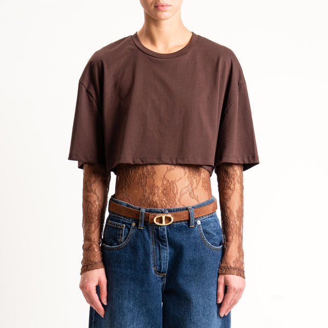 Haveone- Body in pizzo doppio tessuto - moro