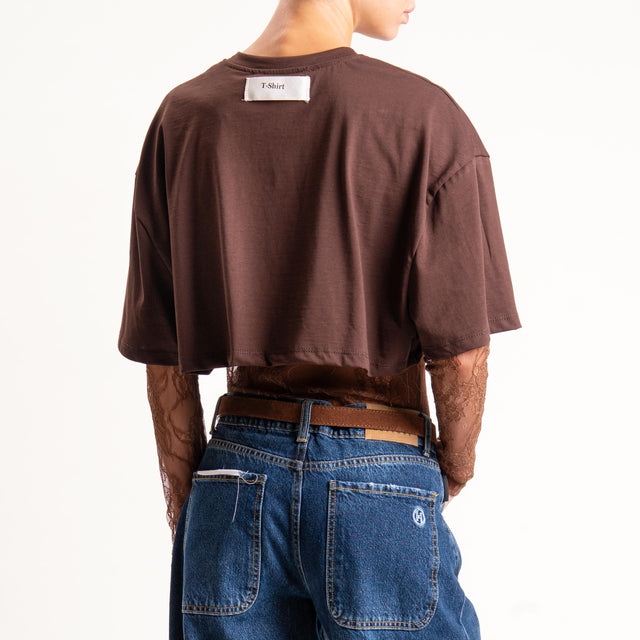 Haveone- Body in pizzo doppio tessuto - moro