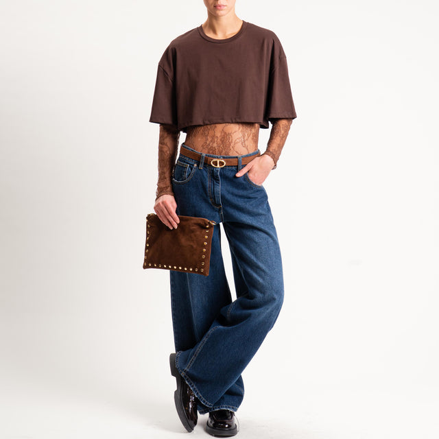 Haveone- Body in pizzo doppio tessuto - moro