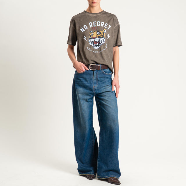Haveone-T-shirt tiger "NO REGRET" - moro
