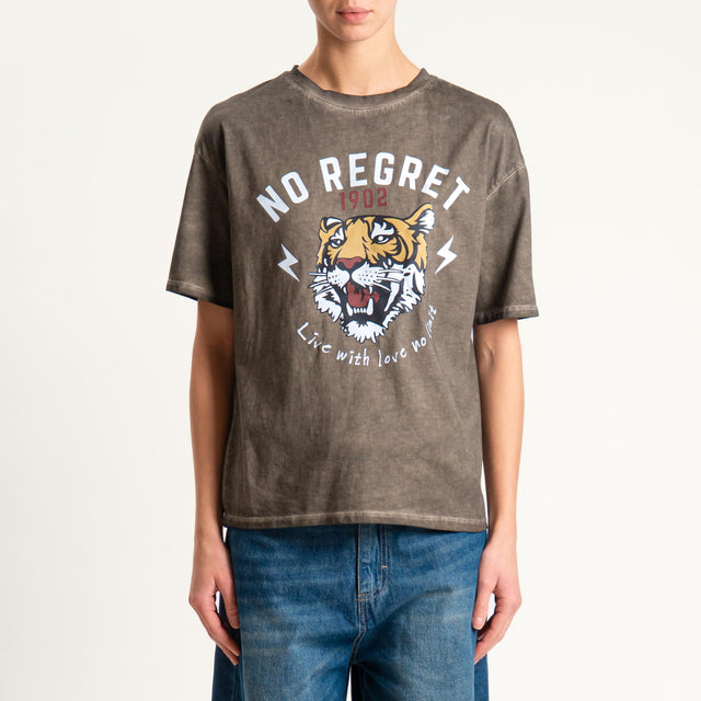 Haveone-T-shirt tiger "NO REGRET" - moro
