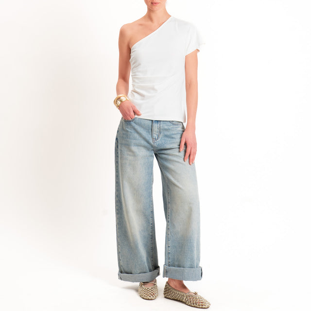Haveone-T-shirt monospalla - panna