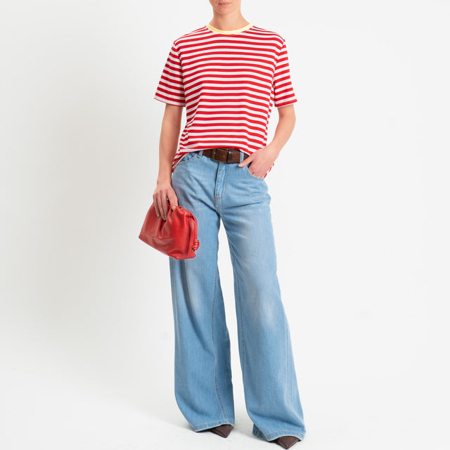 Haveone-T-shirt a righe mezza manica - giallo/bianco/rosso