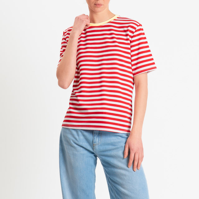 Haveone-T-shirt a righe mezza manica - giallo/bianco/rosso