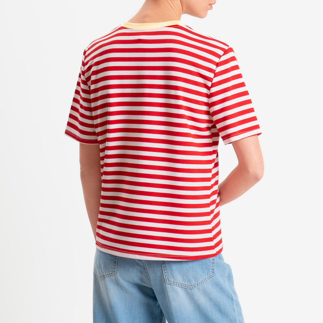 Haveone-T-shirt a righe mezza manica - giallo/bianco/rosso