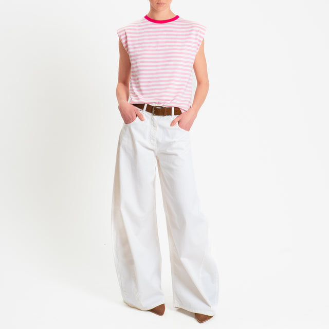 Haveone-T-shirt a righe con spalline - fucsia/bianco/rosa